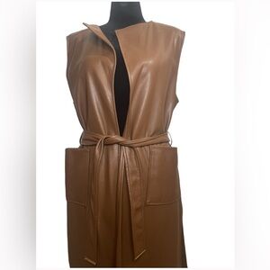 Marc New York Faux Leather Belted Sleeveless Jacket